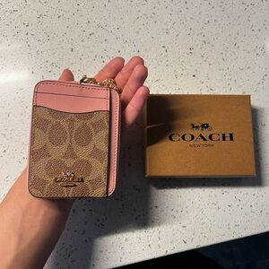 Coach Pink and Brown Key Card Holder